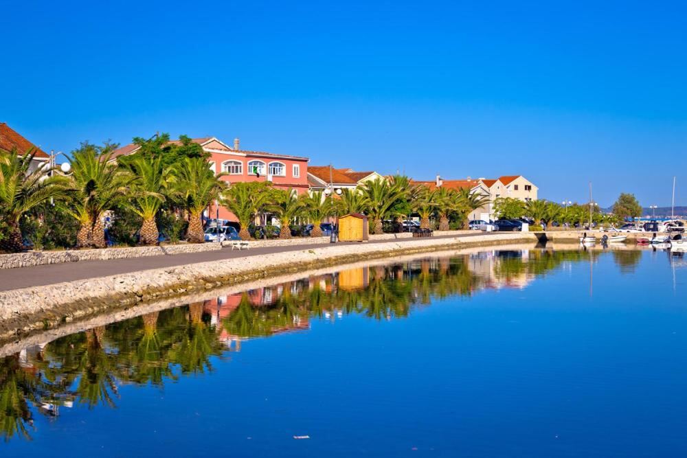 Bibinje waterfront with palm trees near Zadar, Croatia